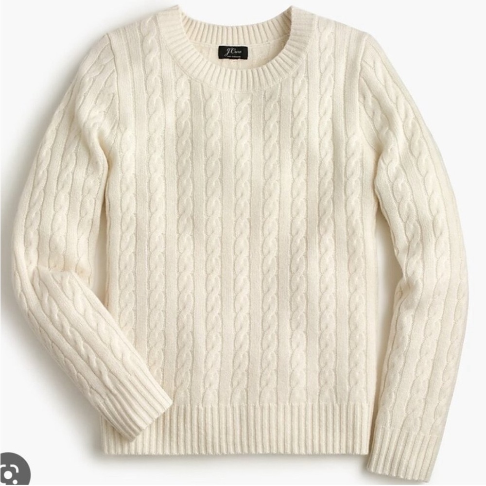 J. Crew Cashmere cable-knit crewneck sweater